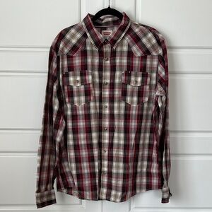 Levis Western Modern Plaid Button Up Shirt Size XL